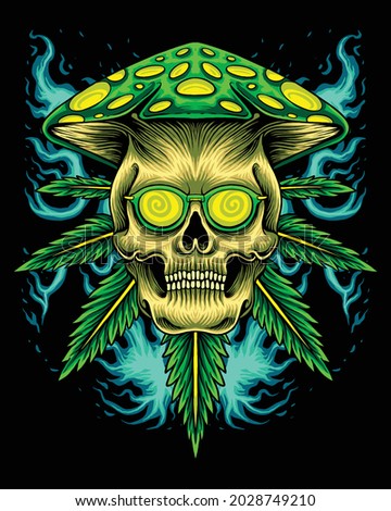 Marijuana skull with mushroom head