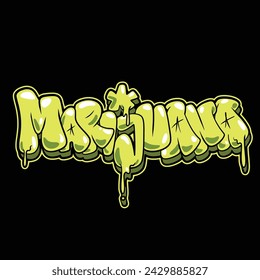 Eslogan de la marihuana, burbuja del graffiti formada para el diseño de la impresión de la camiseta
