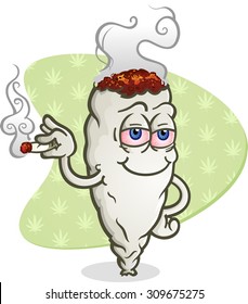 Marijuana Smoking a Joint Cartoon Character