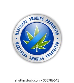 Marijuana smoking prohibited icon on white background