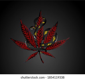 marijuana with snake vector design ilustrations