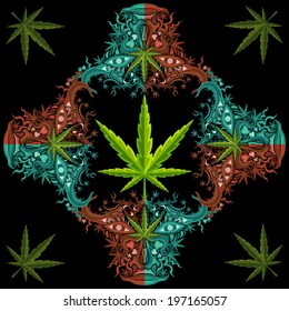 Marijuana spirit face tile vector illustration