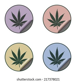 Marijuana sticker set in different colors