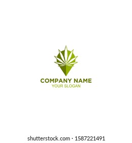 Marijuana Store Location Logo Design Vector