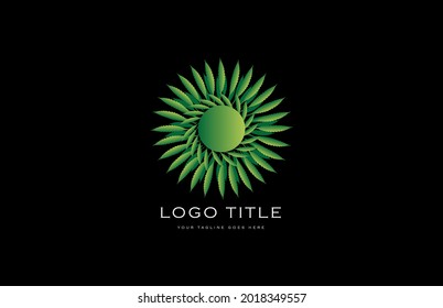 Marijuana Sun Flor logotipo creativo natural