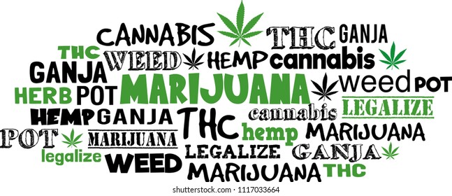 Marijuana synonyms word cloud design vector