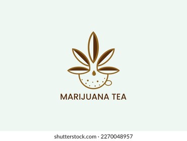 Marijuana Tee Logo Design, Hemp Tee Logo Design, Cbd Tee, Cannabis Blätter Tee Logo Design-Vorlage