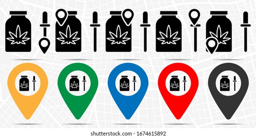 Marijuana, Tinktur Symbol in der Lage gesetzt. Einfache Glyphe, flache Illustration Element von Marihuana-Theme-Symbolen
