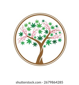 Árbol de marihuana logotipo abstracto estilo moderno
