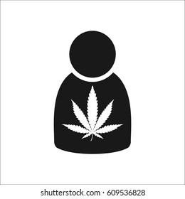 Marijuana user web symbol simple , silhouette icon on background