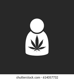 Marijuana user web symbol simple , silhouette icon on background