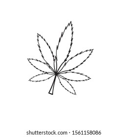 Marijuana vector cannabis leaf weed icon logo symbol sign illustration graphic with hand drawn doodle style vector
