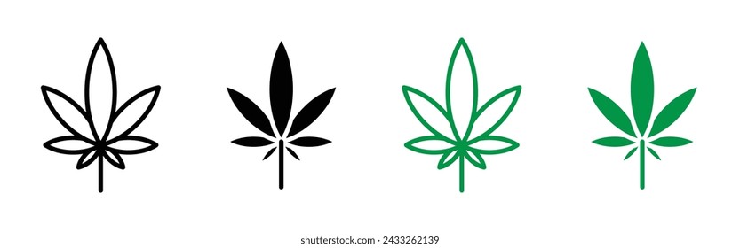 Conjunto de ilustración vectorial de marihuana. Herbal Essence Sign adecuado para aplicaciones y sitios web estilo de diseño de UI.
