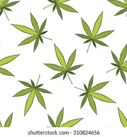 Marijuana vector pattern. Medical cannabis seamless background for designs.