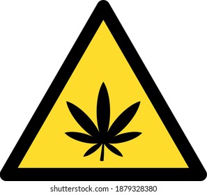 Marijuana Warnsymbol mit flachem Stil. Isolierte Vektorsymbol für Marihuana-Warnzeichen auf weißem Hintergrund.