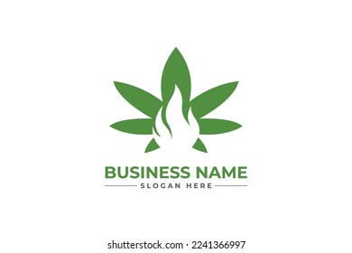 marihuana, diseño del logo del incendio de hierbas 