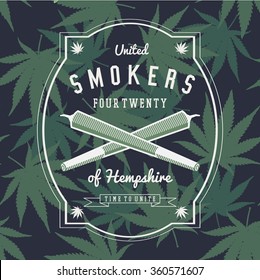 Marijuana Weed Ganja Smoker Vector Background Print Poster