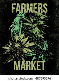 Marijuana Weed Ganja Vector Background Print Poster