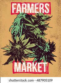 Marijuana Weed Ganja Vector Background Print Poster