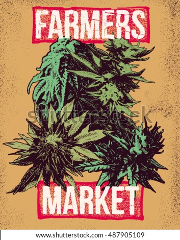 Marijuana Weed Ganja Vector Background Print Poster