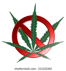 Marijuana (weed, hemp) is forbidden. Vector illustration.