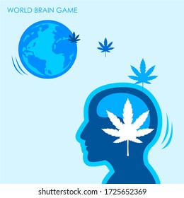 MARIJUANA mundo y hombre, piensen en la vida cerebral, ilustraciones conceptuales