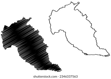 Marilandia municipality (Espírito Santo state, Municipalities of Brazil, Federative Republic of Brazil) map vector illustration, scribble sketch Marilândia map