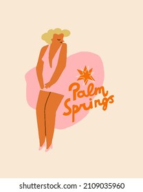 Marilyn Monroe in Palm springs illustration in vector