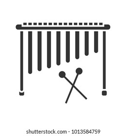 Marimba glyph icon. Silhouette symbol. Negative space. Vector isolated illustration