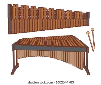 Marimba isolated on white. Vector illustration.	