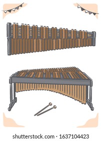 Marimba isolated on white. Vector illustration.	