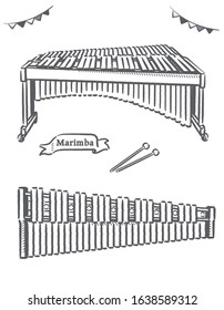 Marimba isolated on white. Vector illustration.	