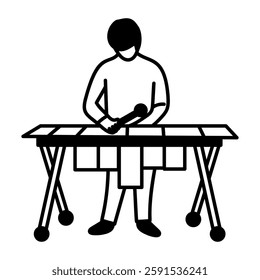 Marimba player icon in doodle style 
