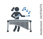 Marimba Player Icon Isolated On White Background