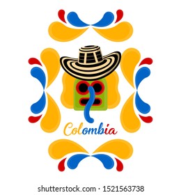 Marimonda Maske mit einem sombrero vueltiao. Repräsentatives Bild von Kolombia - Vektorgrafik