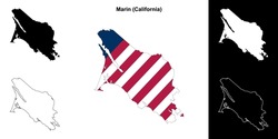 Marin County (California) Outline Map Set