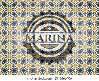 Marina arabesque emblem background. arabic decoration.