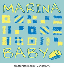 Marina baby with flags and a sailor hat