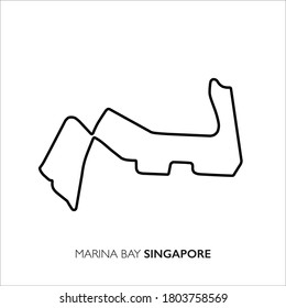 Marina Bay circuit, Singapore. Motorsport race track vector map