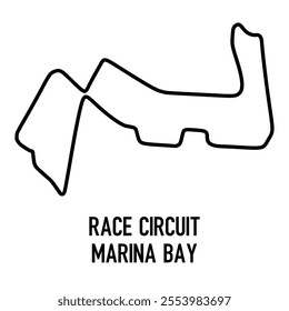 Marina Bay Circuit Vector. Circuit Race Track Illustration with Editable Stroke. Stock Vector.