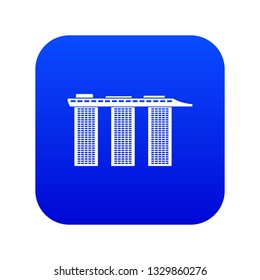 Marina Bay Sands Hotel, Singapore icon digital blue for any design isolated on white vector illustration