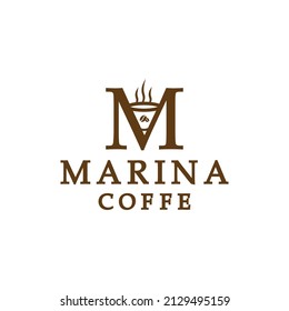 Marina coffee logo drink letter m