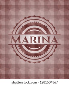 Marina red geometric pattern emblem. Seamless.