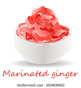 Marinated ginger slices illustration  isolated on white