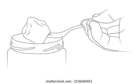 Marinated Goat Cheese Vector Outline Illustration.