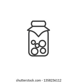 Marinated vegetables line icon. Jar of pickles linear style sign for mobile concept and web design. Preserved food jar outline vector icon. Agriculture symbol, logo illustration. Pixel perfect vector