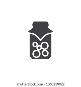 Marinated vegetables vector icon. Jar of pickles filled flat sign for mobile concept and web design. Preserved food jar glyph icon. Agriculture symbol, logo illustration. Pixel perfect vector graphics