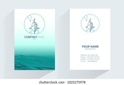 Marine abstract logo design Corporate Business card. Yacht vector logo design. Element for design business cards, invitations, gift cards, flyers and brochures.