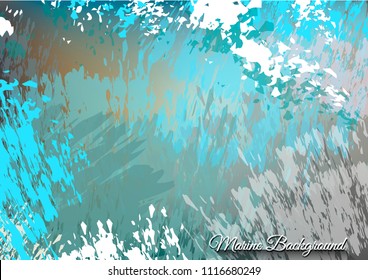 Marine abstract turquoise background with splashes of sea and foam. Vector illustration.