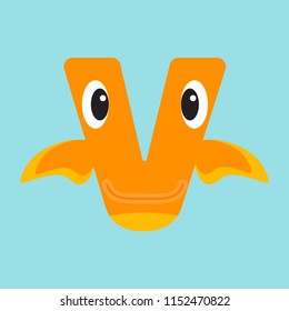 The marine alphabet of V goldfish.